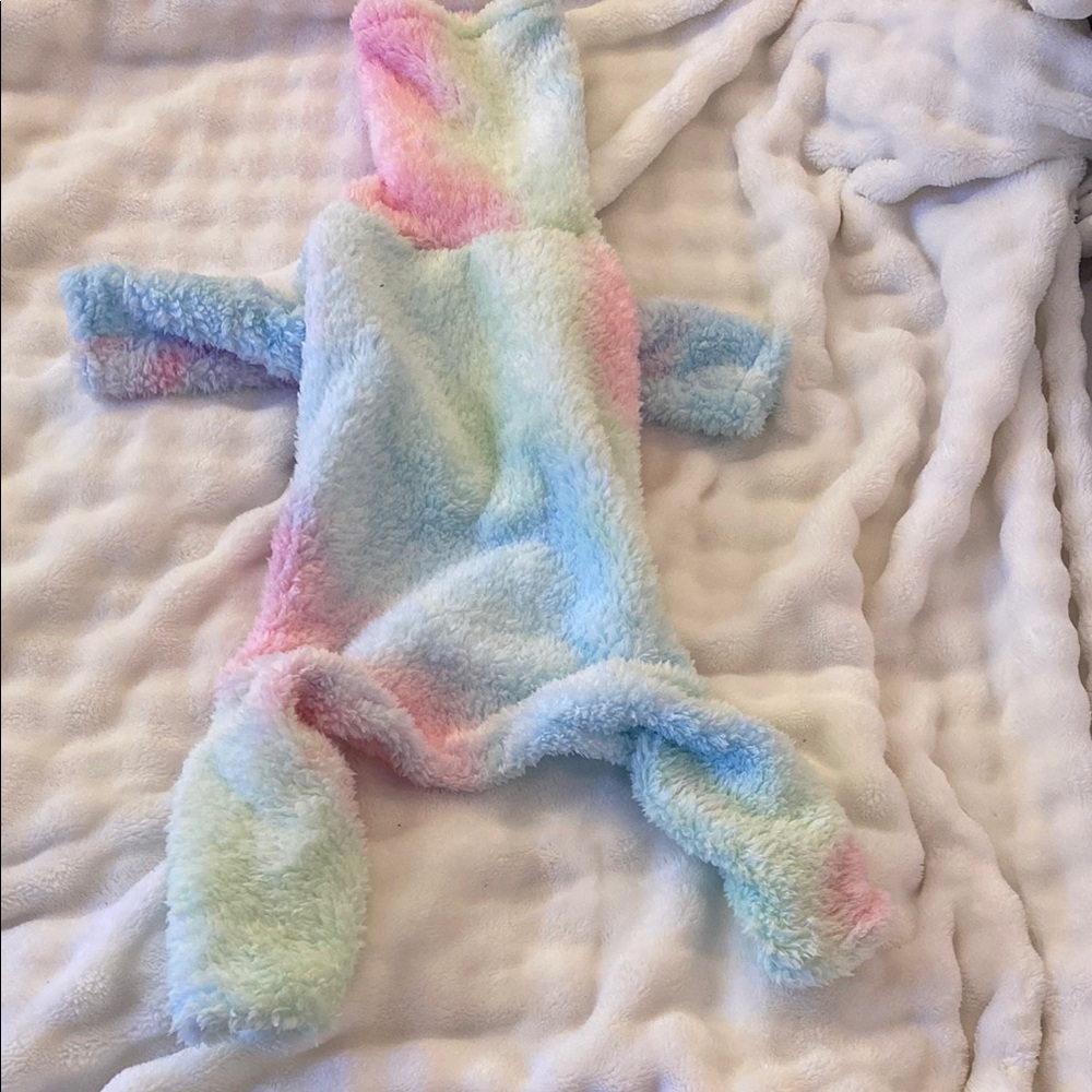 Pastel Rainbow Fuzzy dog pajamas